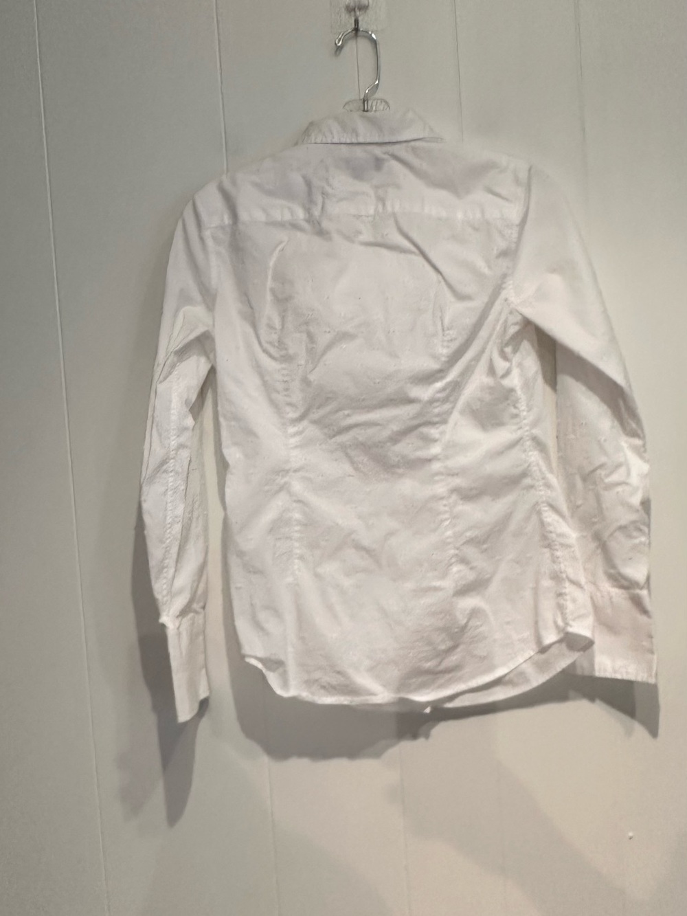 Banana Republic Riley Shirt White Swiss Dot Button Front Stretch Cotton 2 - Picture 4 of 12